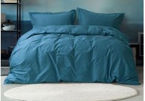 Постельное белье сатин Premium Lotus Home - Dakota Modern Dark Blue (Турция), евро